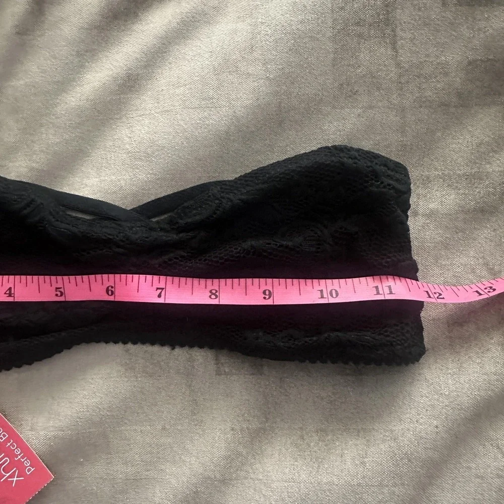 Xhilaration Perfect Bandeau Bra Womens Small Black Lace Strapless Wireless